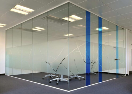 Glass partitioned office